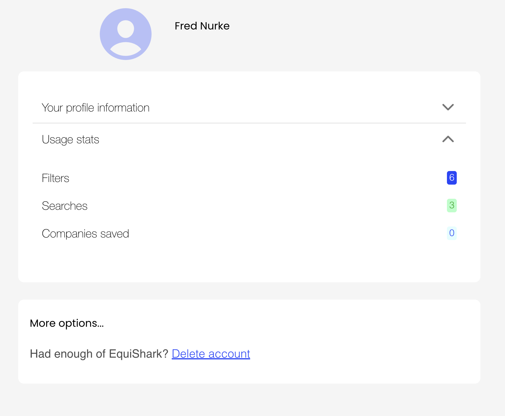 My Profile Usage Stats