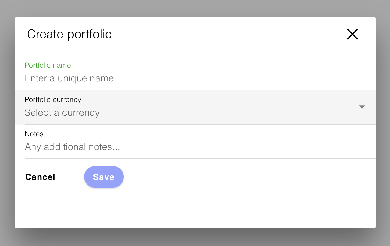 Create New Portfolio